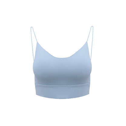 Sexy Women Crop Tops Ice Silk Summer Bra Sports Spaghetti Strap Vest Top Women Built In Bra Off Shoulder Sleeveless Camisole