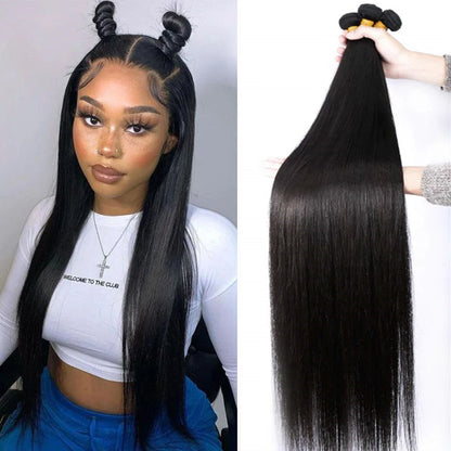 Peruvian Hair Weave Bundles 100% Human Hair 1B Hair Extension 1/3 Hair Bundles For Women No Shedding No Tangle Hair Bundles