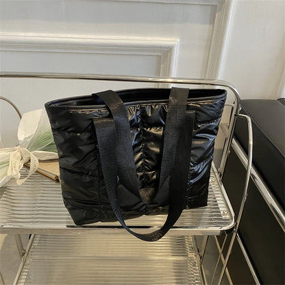 Fashion Tote Handbags for Women Black Large Capacity Soft Rhombus Bags Vinatge Quilted Shoulder Bag Purse for Travel Shopping