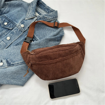 Women Waist Bag Fashion New Student Shoulder Crossbody Bag Corduroy Niche Chest Bag Banana Belt Bags Ladies Handbag