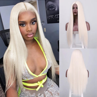 I's a wig Long Straight White Cosplay Wigs Synthetic Wigs for Women 60 613 Blonde Grey Pink Black Color for Daily Party Lolita