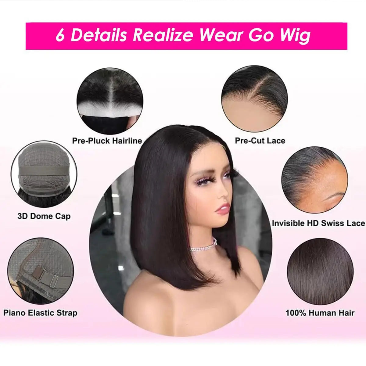 Glueless Wear Go Straight Human Hair Wigs Short Ready To Wear Bob Wigs Without Glue Closure Front Wigs For Women on Sale
