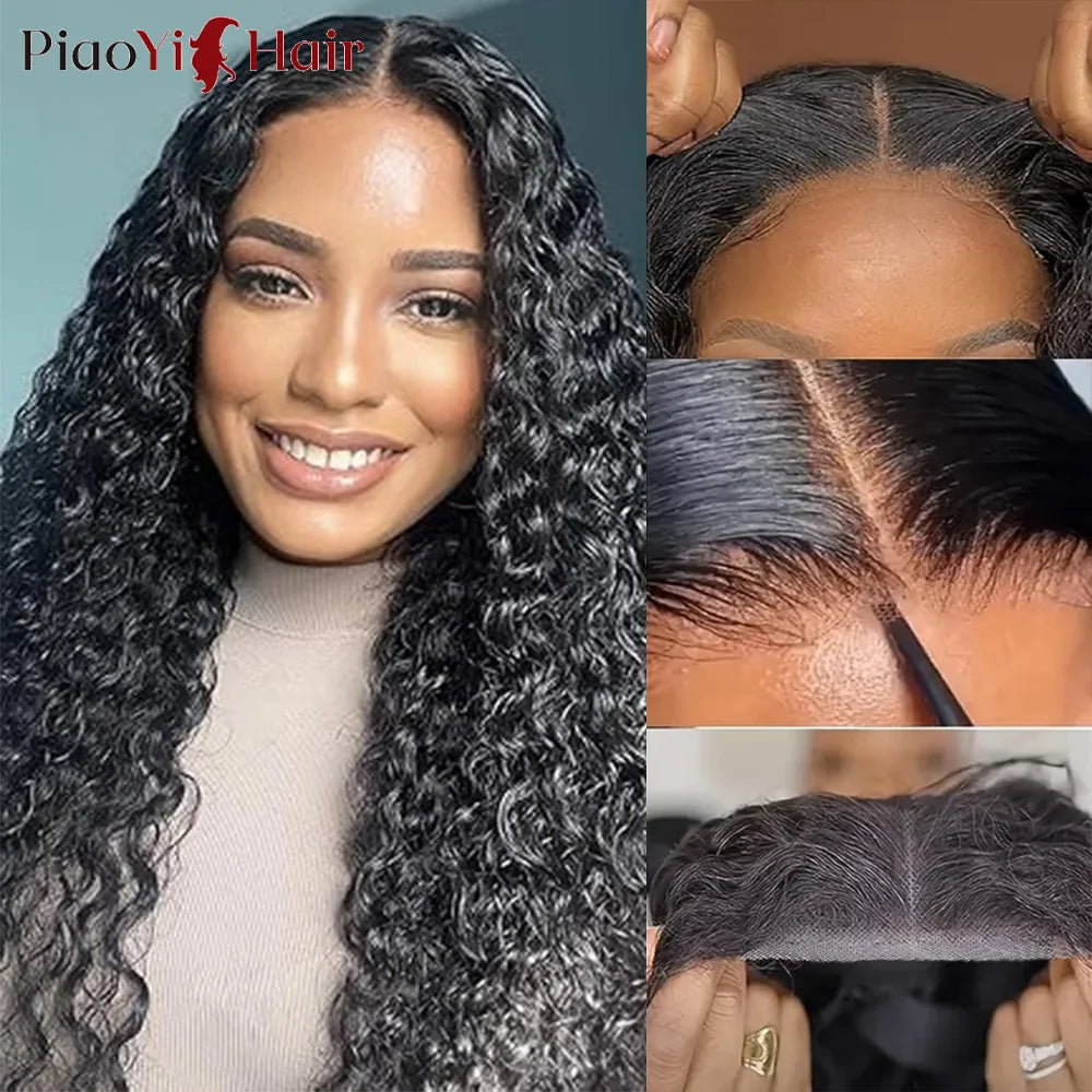 26Inch Glueless Wigs Human Hair 6X4 Lace Ready To Wear Go Water Wave Wig 100% Human Hair Curly Glueless Wig Pre Cut For Women