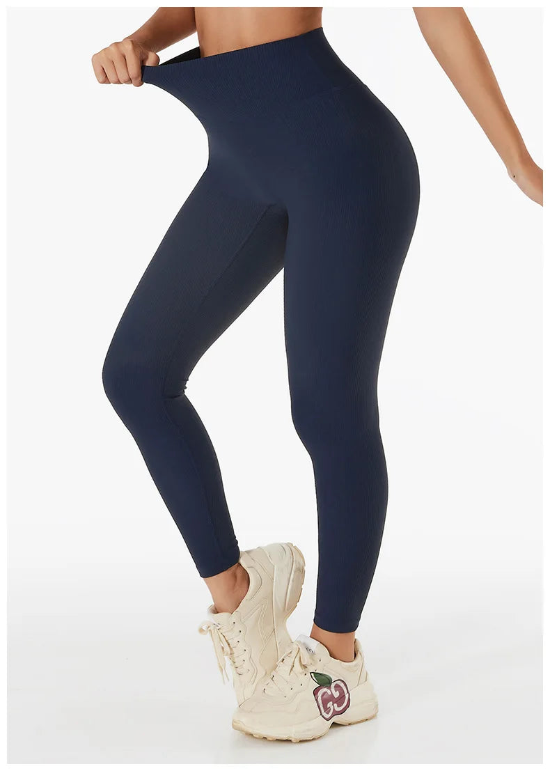 New Ribbed Seamless Yoga Pants High Waist Gym Leggings Sport Women Fitness Female Legging Tummy Control Running Tights