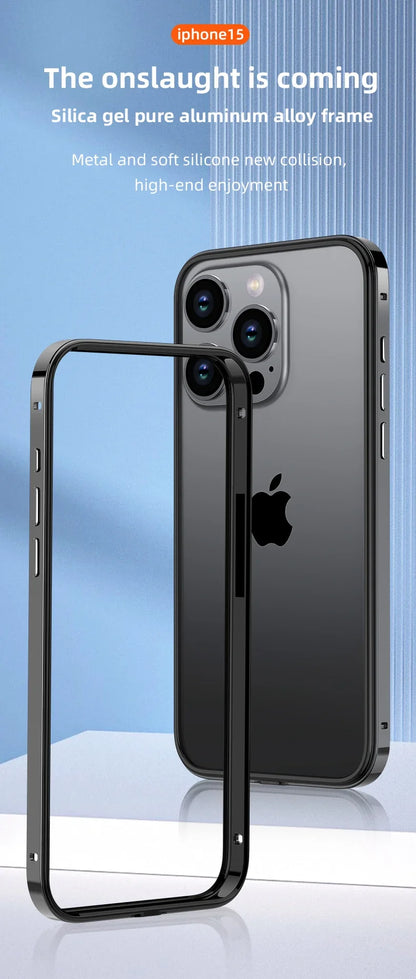 Hybrid Silicone Frame Aluminum Metal Phone Cases For iPhone 16 15 Pro Max 14 13 12 Better Heat Bumper