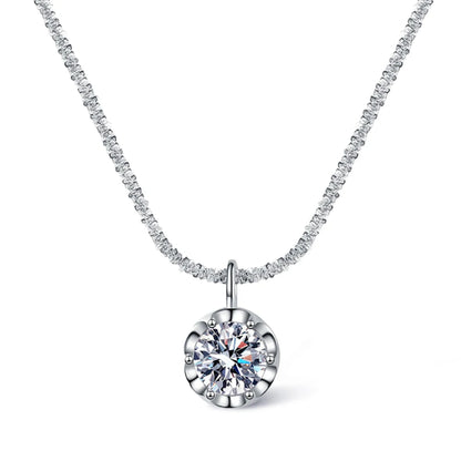 Moissanite Necklaces for Women 925 Sterling Silver Sparkling Cauliflower Chain with 2CT Diamond Pendant Dainty Jewelry Gift