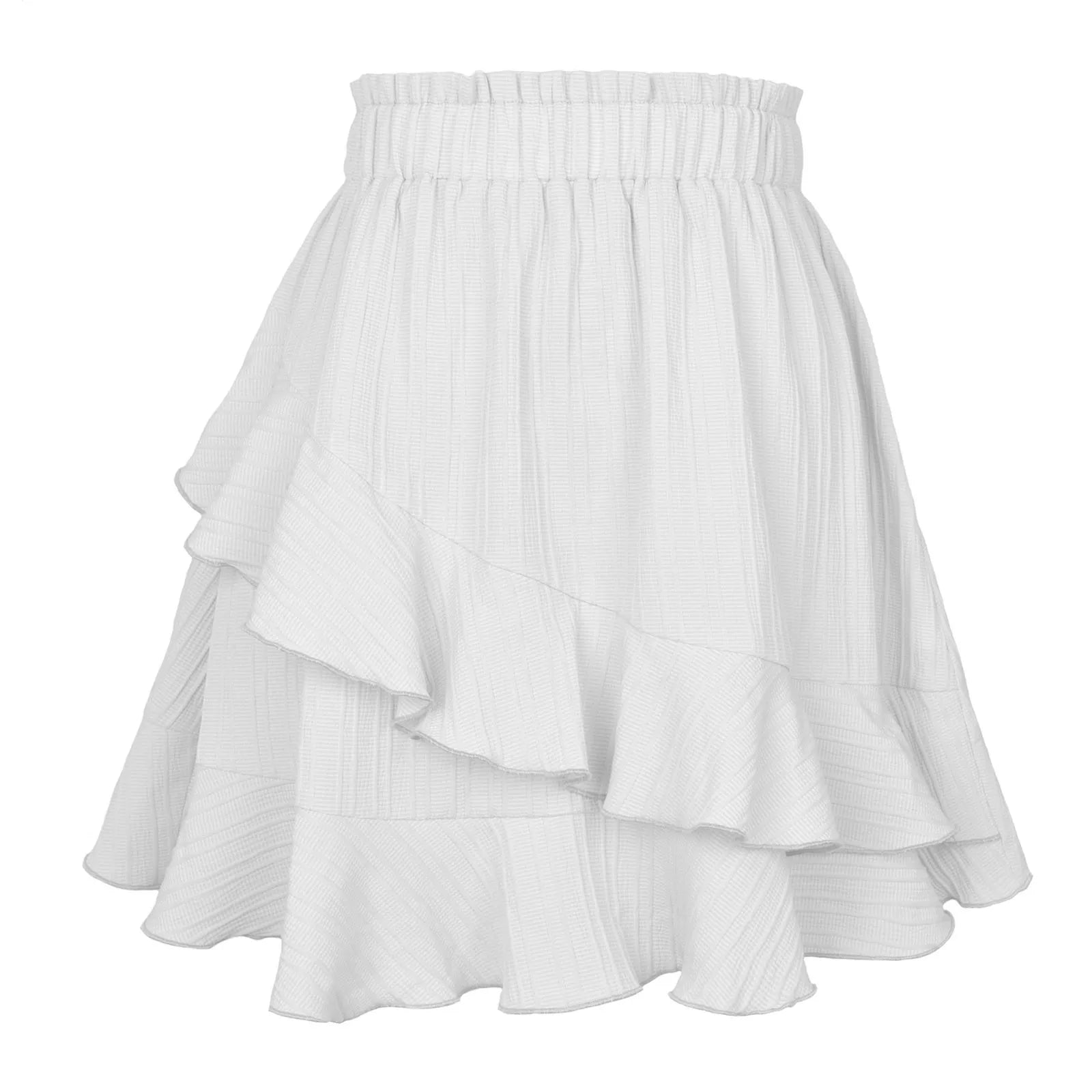 Women'S Skirt Fashion Women'S Ruffle Skirt High Waist Irregular Solid Color Short Skirt Women'S Fashionable Solid Color Skirt