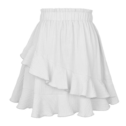 Women'S Skirt Fashion Women'S Ruffle Skirt High Waist Irregular Solid Color Short Skirt Women'S Fashionable Solid Color Skirt