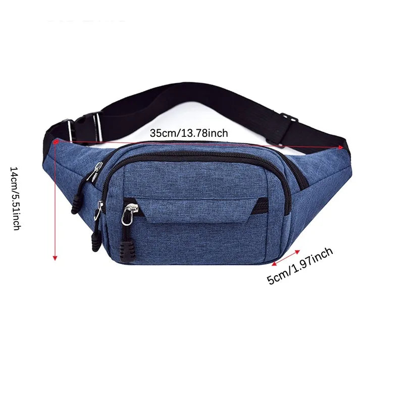 Men's and Women's Universal Models Waist Bag Fashion Crossbody Bags Sports Cell Phone Bags Solid Color Large Capacity Chest Bag