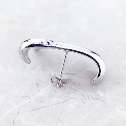 Ear Studs Wave With Stones,Europe Style Fine Jewerly For Women 3D-Effect Trendy Gift In 925 Sterling Silver