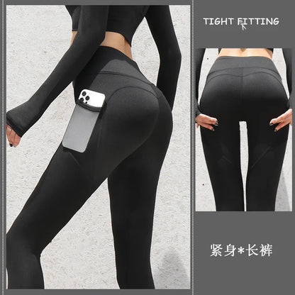 2024 Yoga Pants With Pocket Women Leggings For Fitness Nylon High Waist Long Pants Women Hip Push UP Tights Women Gym Clothing
