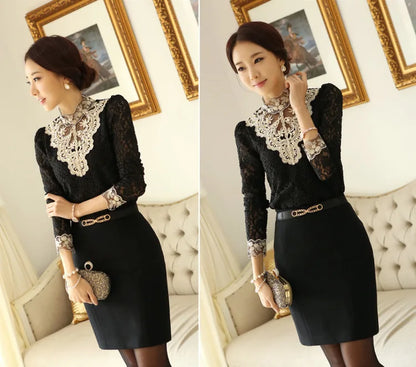 Women T Shirts Vintage Spring Winter Tees Autumn Lace Beads Hole Sexy Tops Warm Blouse Top Casual Full Long Sleeve Shirt