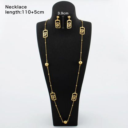 Long Necklaces with Earrings for Women Copper Waist Chain 110mm Vintage Pendant Trendy Wedding Party Jewelry Accessories Gifts