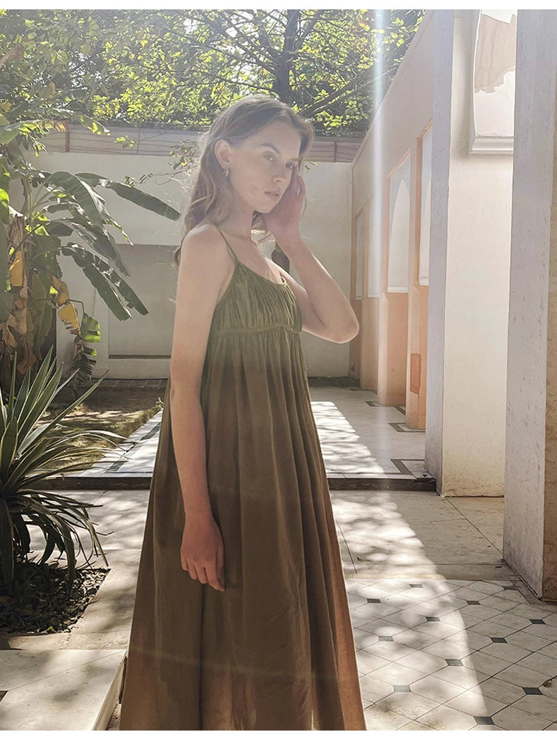 100% Cotton Dresses For Women 2022 Sexy Adjustable Strap Sleeveless Ruched Elegant Party Dresses Vestidos Femininos Frete GráTis