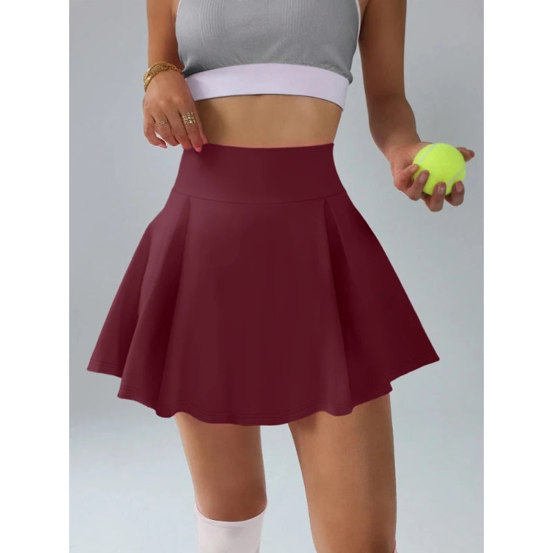 Women's Skirts Simple Fresh Style Tennis Sports Pleated Skirt Built-in Safety Pants Vibrant and Playful Solid Colour Waist  Skir