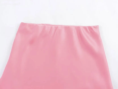 Satin Skirt Woman High Waist Elegant Long Skirts For Women Fashion Summer Midi Skirt Office Women's Skirts
