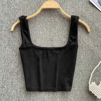 Tank Top Women Sexy Backless Y2k Top Slim Fit Bottoming Blouse Solid Crop Top Sleeveless Camis Mujer