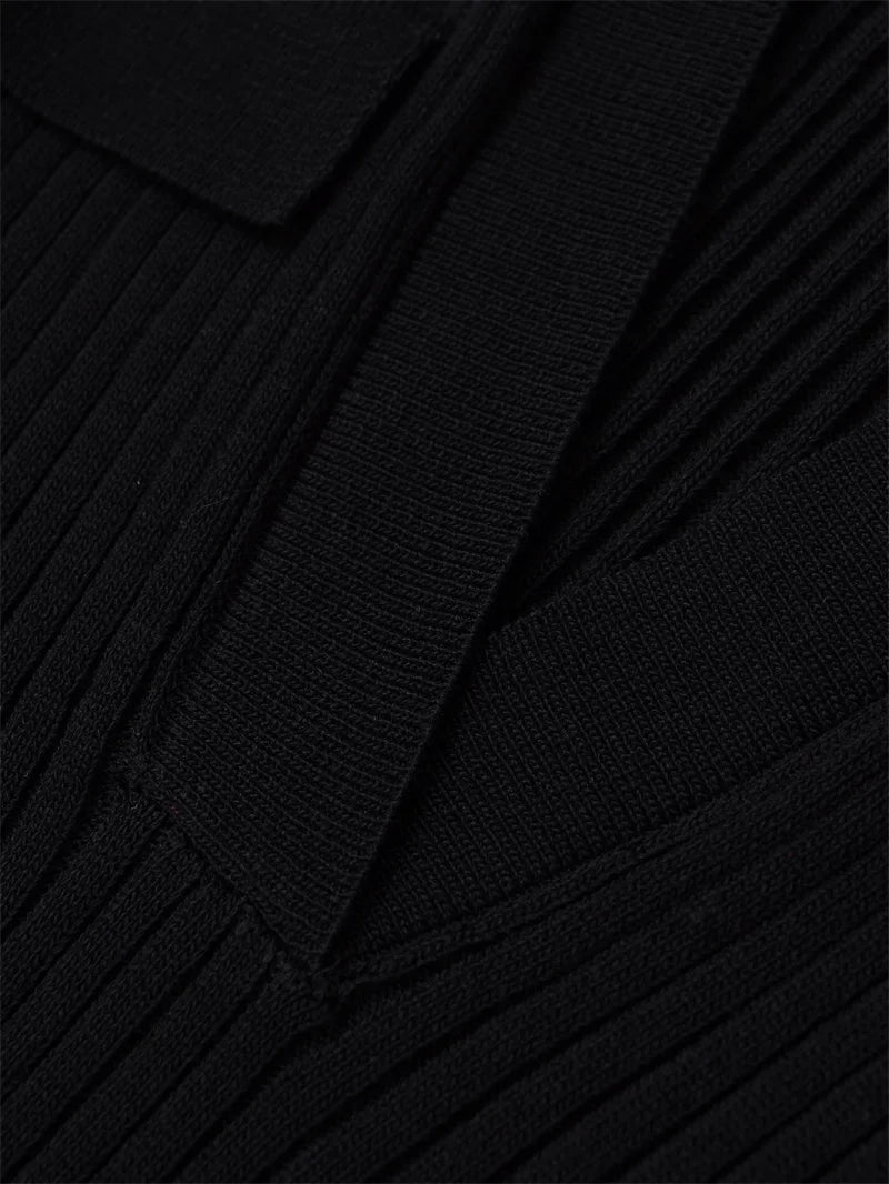 Women's Tops New Fall 2025 Solid Color Long Sleeve Lapel Slim Knit Top Sexy V-Neck Design Casual Fashion Personality Versatile