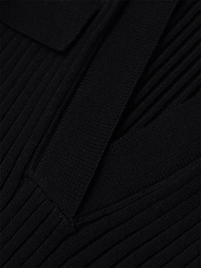 Women's Tops New Fall 2025 Solid Color Long Sleeve Lapel Slim Knit Top Sexy V-Neck Design Casual Fashion Personality Versatile