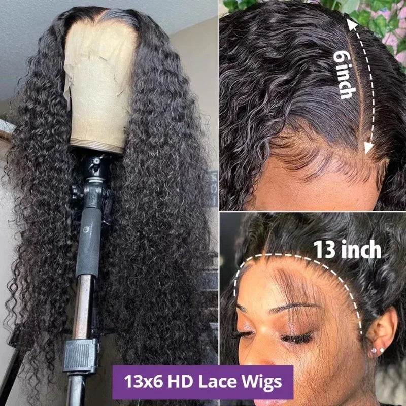 Curly Human Hair Wigs For Women 13x6 Water Wave Lace Front Wig 4x4 5x5 Lace Closure Wig 13x4 360 Hd Deep Wave Lace Frontal Wig