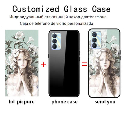 Custom Glass Phone Case for iPhone 13 14 12 7 8 Plus X 11 Pro XS MAX XR 6 SE 6s Cover DIY Customized Design Picture Name Photo