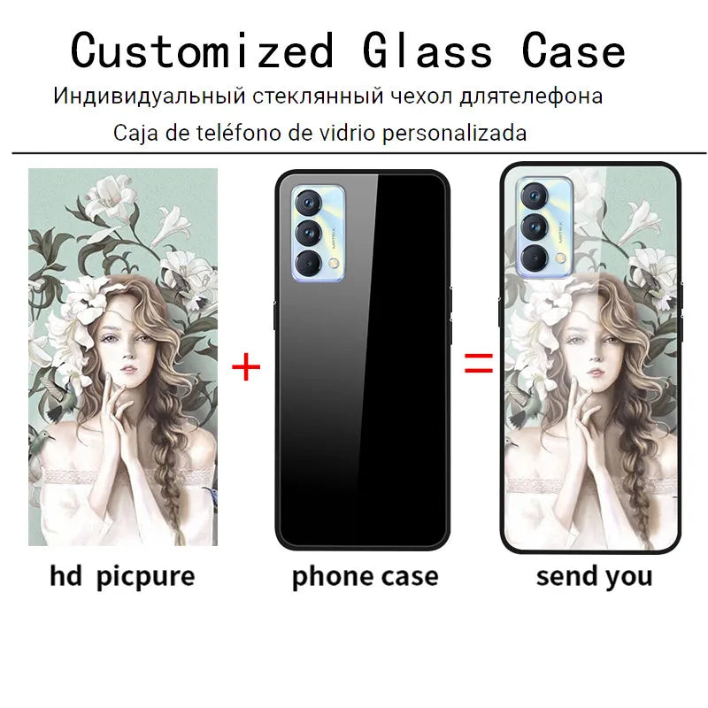 Custom Glass Phone Case for iPhone 13 14 12 7 8 Plus X 11 Pro XS MAX XR 6 SE 6s Cover DIY Customized Design Picture Name Photo