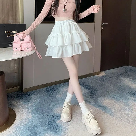 Cake Skirt Women's 2025 Spring and Summer New Lace Edge Slimming A-line Puff Skirt Women's Half Skirt