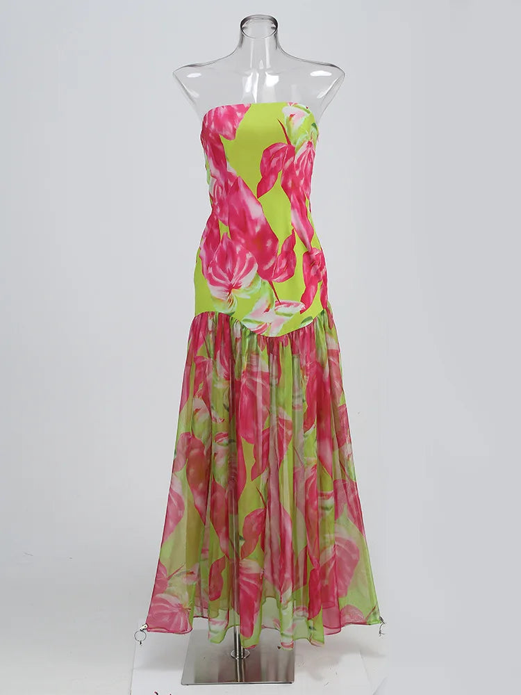 Birthday Dress for Women Brithday Party Outfits Sexy Strapless Prom Gown Retro Print Evening Dresses Luxury 2024 Woman Clothes