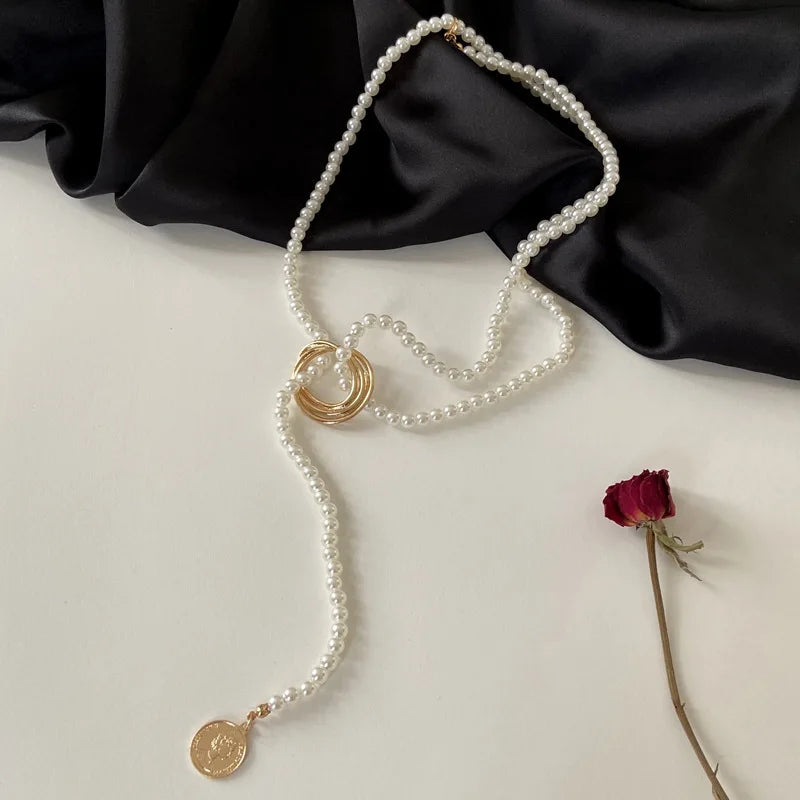 New Baroque Pearl Choker Necklace For Women Luxury Wedding Party Triple-layer Beaded Necklace Torques Ladies Trendy Jewelry Gift