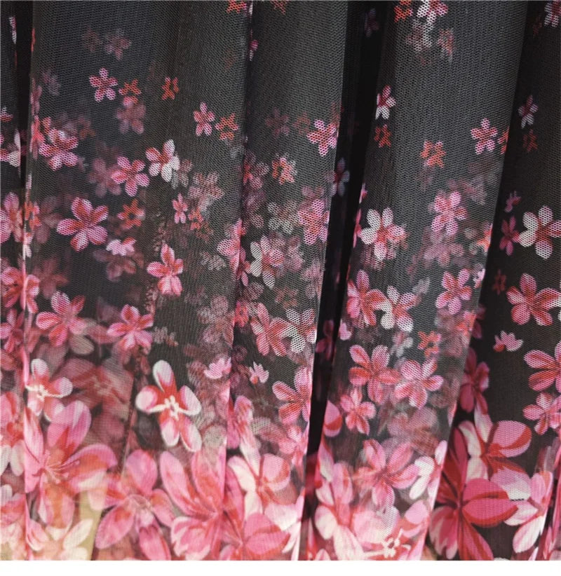 Skirt Women's Long Skirt 2024 New High Waist Slim A-line large Swing Skirt Female A-Line Skirts Summer Sakura Gradient Long Skir