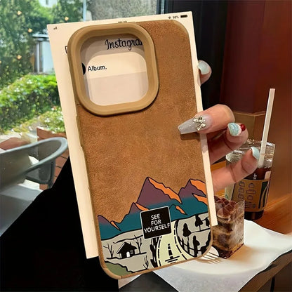 California Highway Flip Fur Leather Phone Case For iPhone 15 Pro Max Cases iPhone 11 12 13 14 16 Pro Max XS X XR 15 Plus Cover